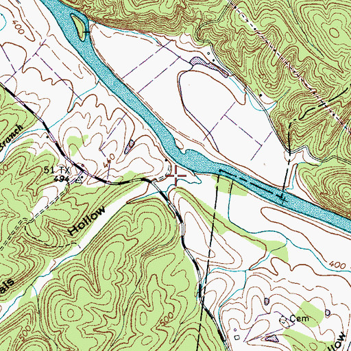 Topographic Map of Mossy Shoals Hollow, TN