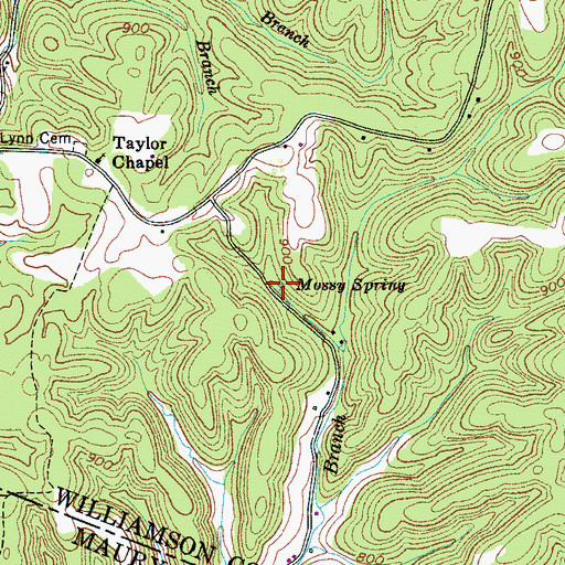 Topographic Map of Mossy Spring, TN