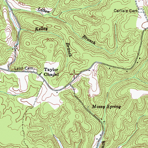 Topographic Map of Mossy Spring School, TN