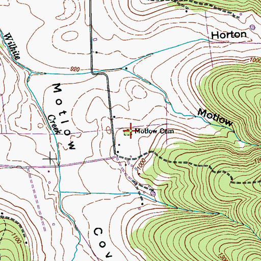 Topographic Map of Motlow Cemetery, TN