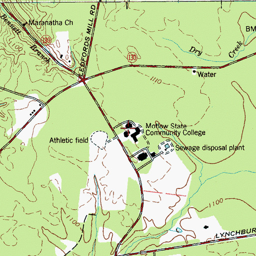 Topographic Map of Motlow State Community College, TN