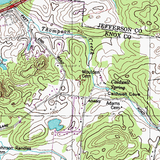 Topographic Map of Moulden Cemetery, TN