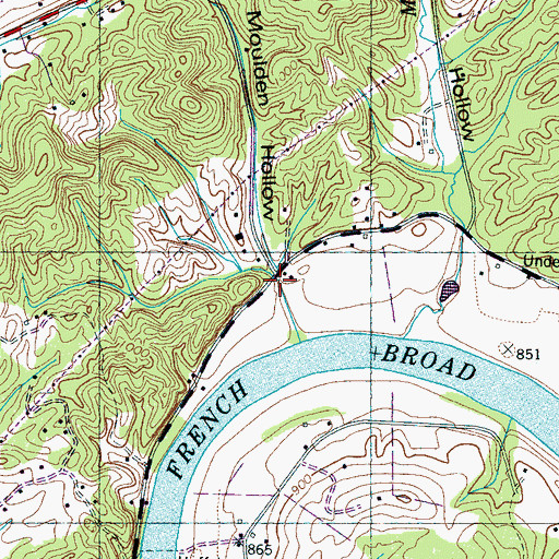 Topographic Map of Moulden Hollow, TN