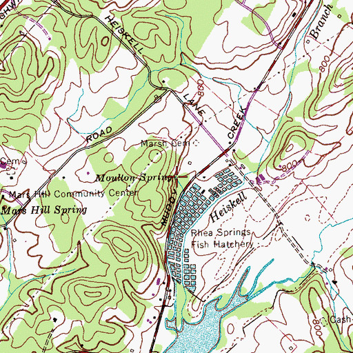 Topographic Map of Moulton Spring, TN
