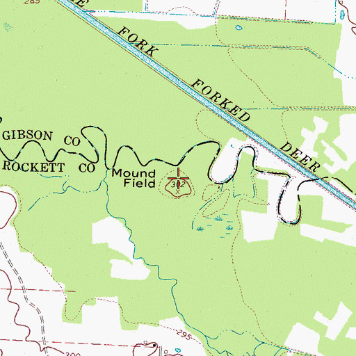 Topographic Map of Mound Field, TN