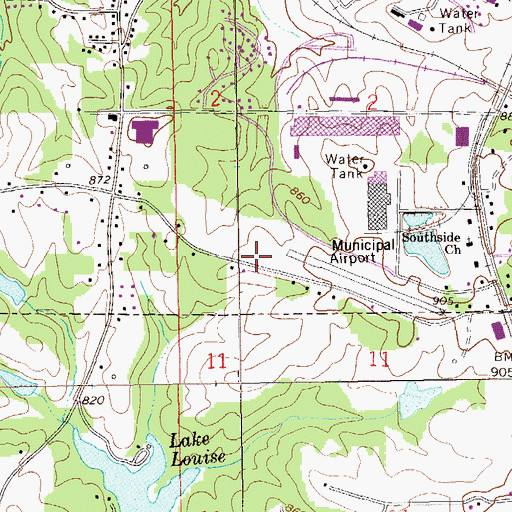 Topographic Map of Roanoke Municipal Airport, AL