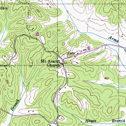 Topographic Map of Mount Ararat Church, TN