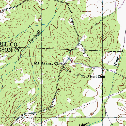 Topographic Map of Mount Ararat Church, TN