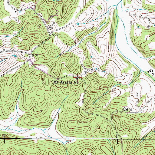 Topographic Map of Mount Ararat Church, TN