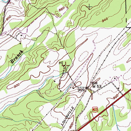 Topographic Map of Mount Arnon School, TN