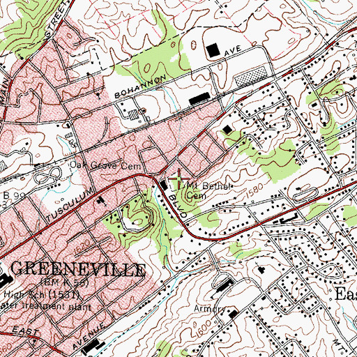 Topographic Map of Mount Bethel Cemetery, TN