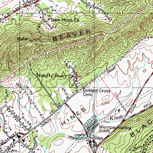 Topographic Map of Mount Calvary Church, TN