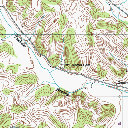 Topographic Map of Mount Carmel Cemetery, TN