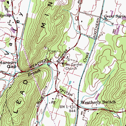 Topographic Map of Mount Carmel Baptist Church, TN