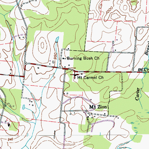 Topographic Map of Mount Carmel Church, TN