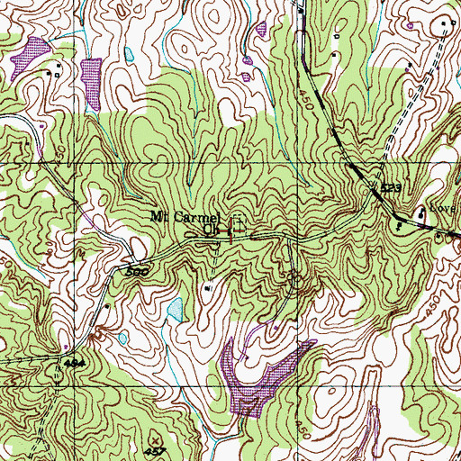 Topographic Map of Mount Carmel Church, TN