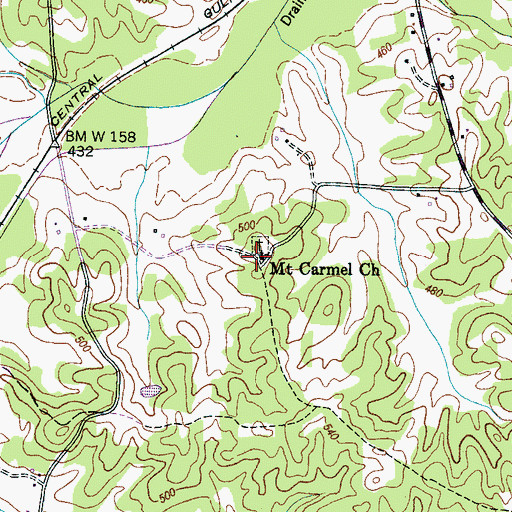 Topographic Map of Mount Carmel Church, TN