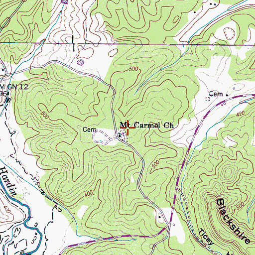 Topographic Map of Mount Carmel Church, TN