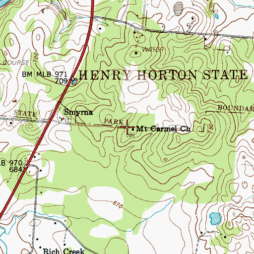 Topographic Map of Mount Carmel Church, TN
