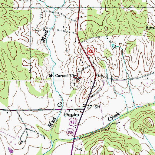 Topographic Map of Mount Carmel Church, TN
