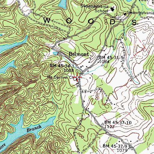 Topographic Map of Mount Carmel Church, TN