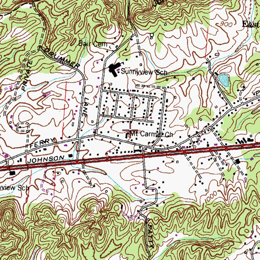 Topographic Map of Mount Carmel Church, TN