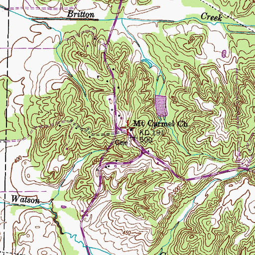 Topographic Map of Mount Carmel Church, TN