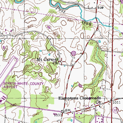 Topographic Map of Mount Carmel Church, TN