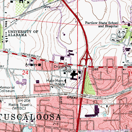 Topographic Map of Bryant Culberson Airport, AL