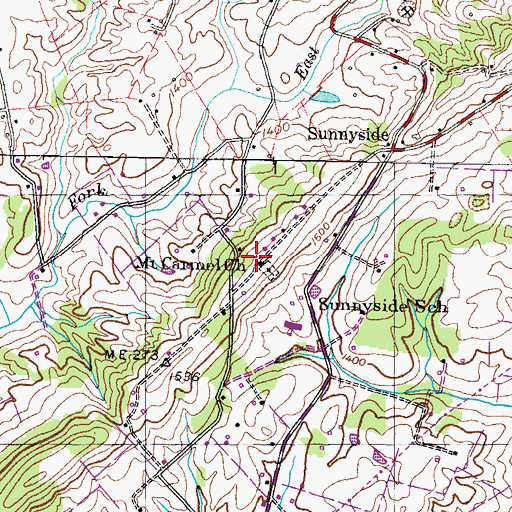 Topographic Map of Mount Carmel Church, TN