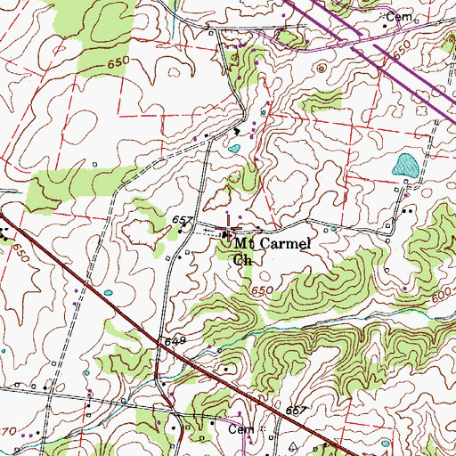 Topographic Map of Mount Carmel Church, TN
