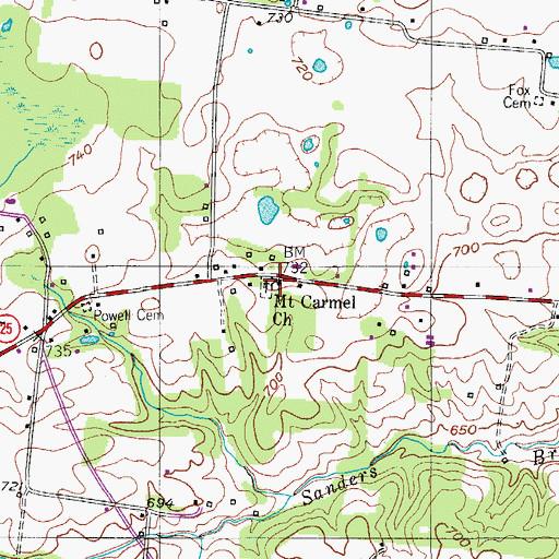 Topographic Map of Mount Carmel Church, TN