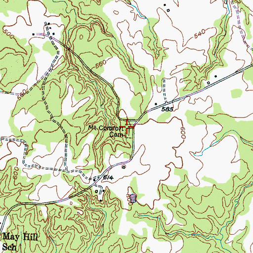 Topographic Map of Mount Comfort Cemetery, TN