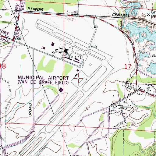 Topographic Map of Tuscaloosa Regional Airport, AL