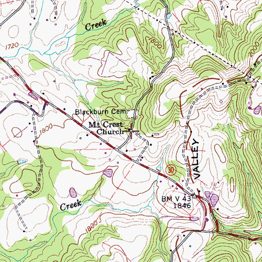 Topographic Map of Mount Crest Church, TN