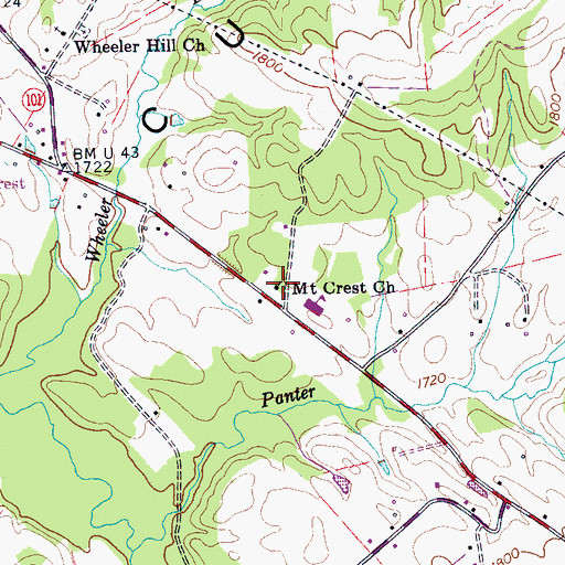 Topographic Map of Mount Crest Church, TN