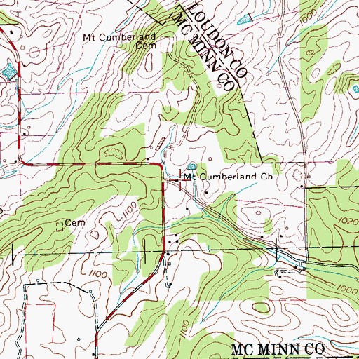 Topographic Map of Mount Cumberland Church, TN