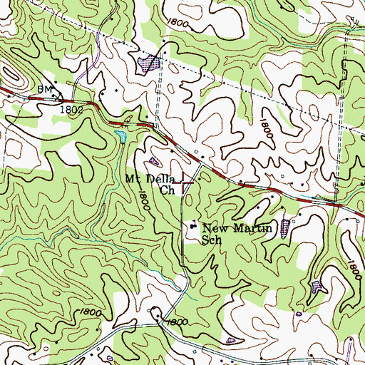 Topographic Map of Mount Della Church, TN