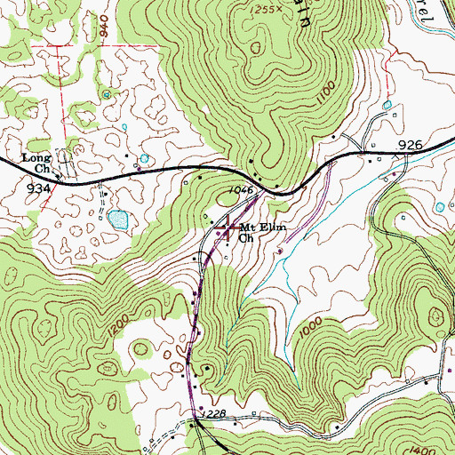 Topographic Map of Mount Elim Church, TN