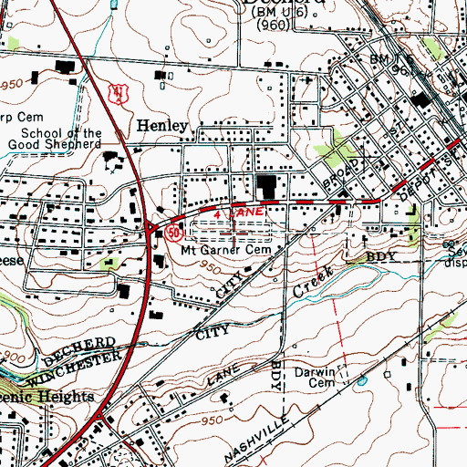 Topographic Map of Mount Garner Cemetery, TN