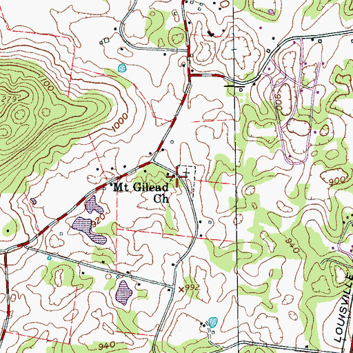 Topographic Map of Mount Gilead Church, TN