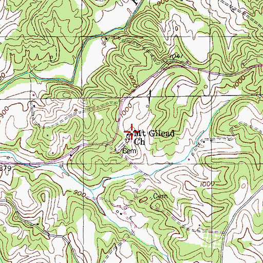 Topographic Map of Mount Gilead Church, TN