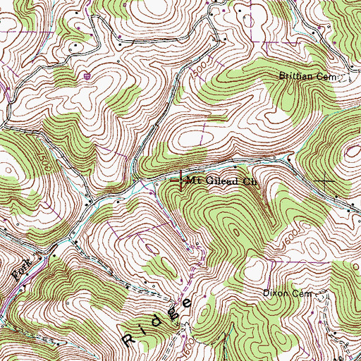 Topographic Map of Mount Gilead Church, TN