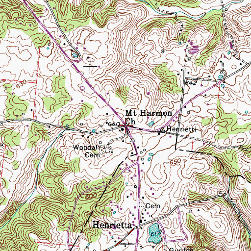 Topographic Map of Mount Harmon Church, TN