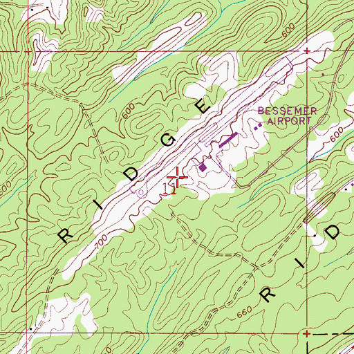 Topographic Map of Bessemer Airport, AL