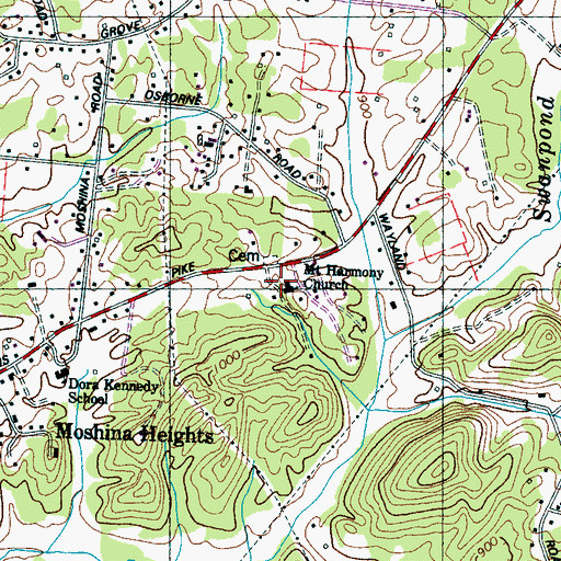 Topographic Map of Mount Harmony Church, TN