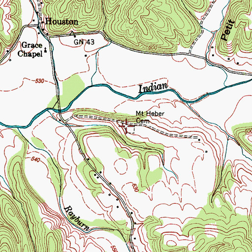 Topographic Map of Mount Heber Cemetery, TN