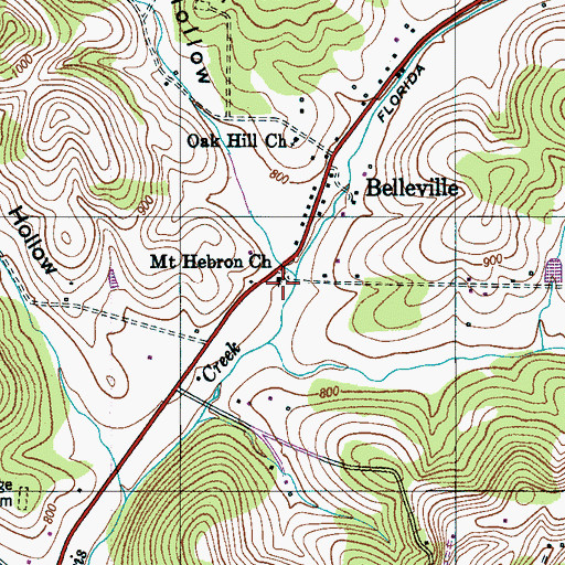 Topographic Map of Mount Hebron Church, TN