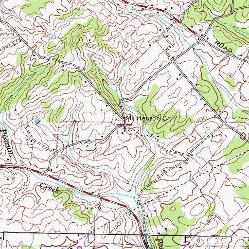 Topographic Map of Mount Hebron Church, TN