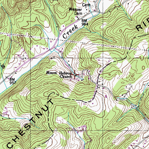 Topographic Map of Mount Hebron Church, TN